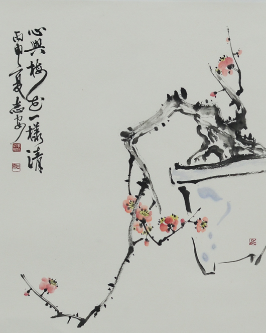 지안 우도규_心與梅花一樣淸(마음은_매화와_더불어_한결같이_맑다.__65x51_화선지 수묵담채