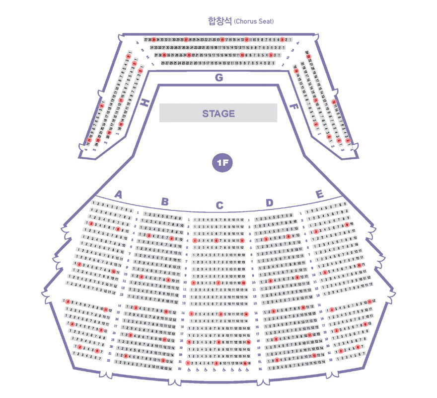 seat chart (floor 1) of the Concert Hall