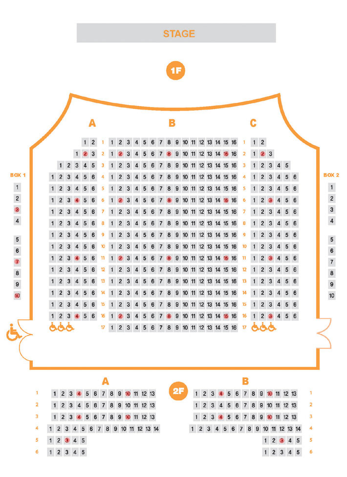 seat chart (floor 1,2) of the IBK Chamber Hall