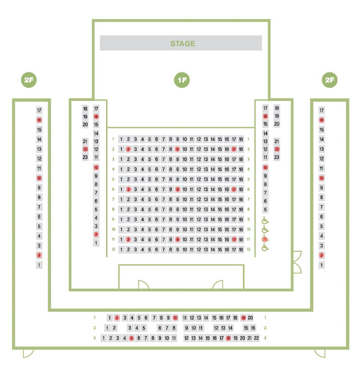 seat chart (floor 1) of the Recital Hall
