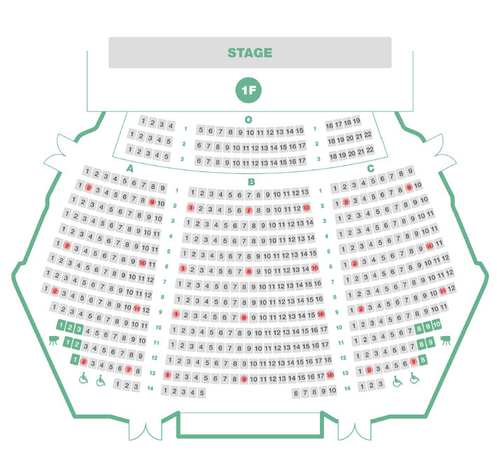 seat chart (floor 1) of the CJ Towol Theater