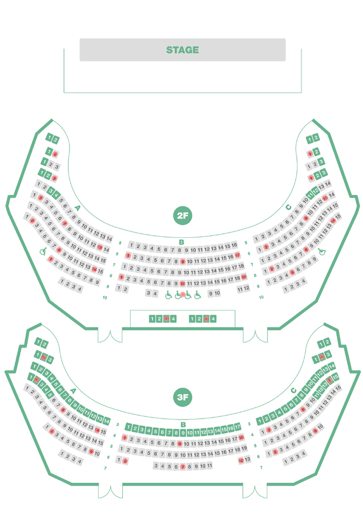 seat chart (floor 2,3) of the CJ Towol Theater