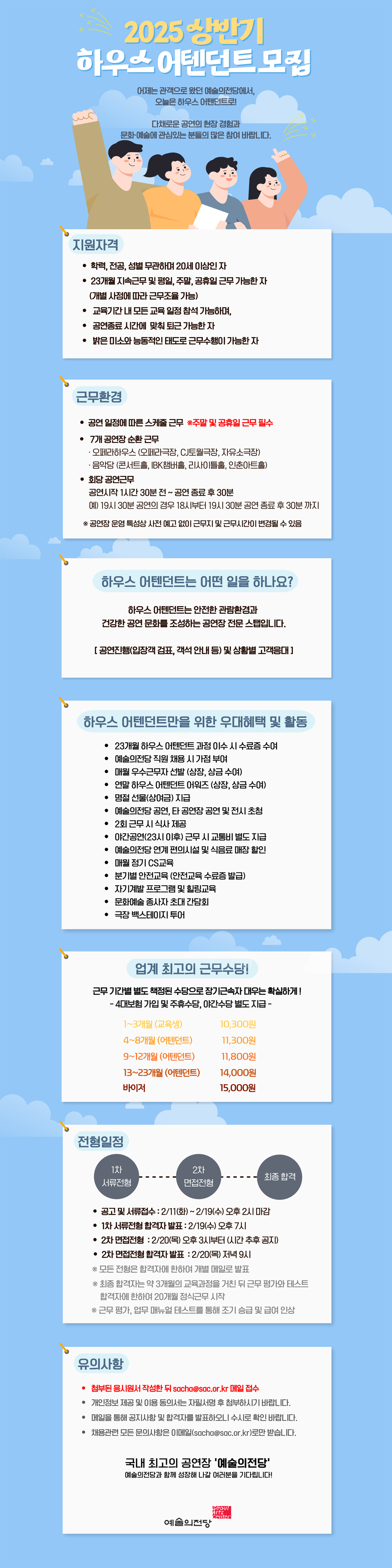 예술의전당 하우스 어텐던트 2025 상반기 모집