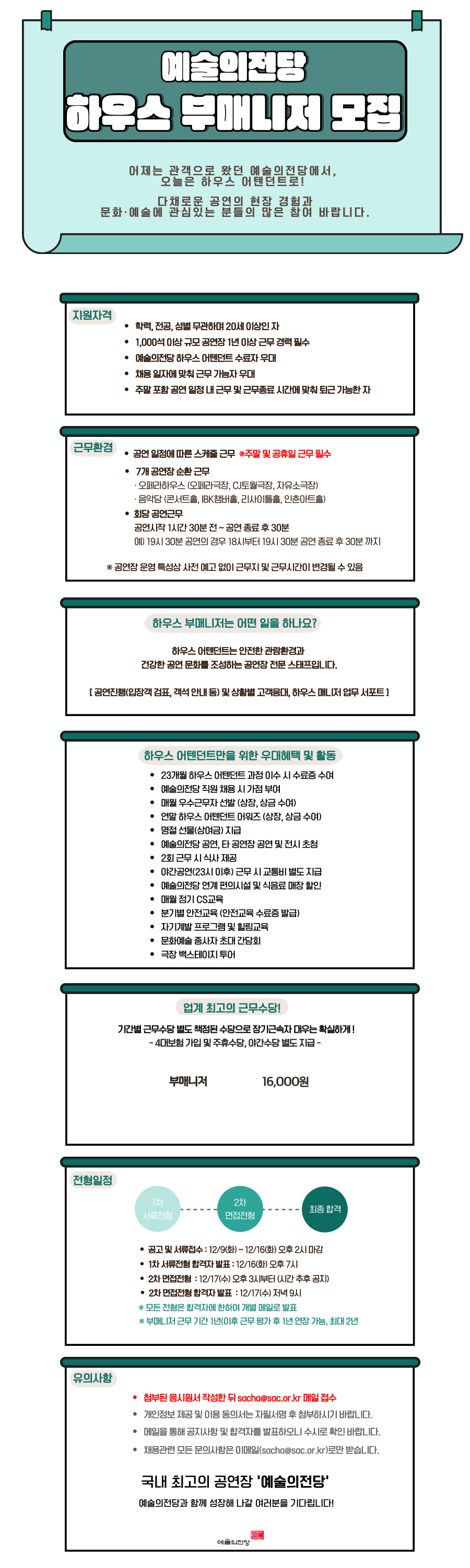 2025년 예술의전당 하우스 부매니저 모집