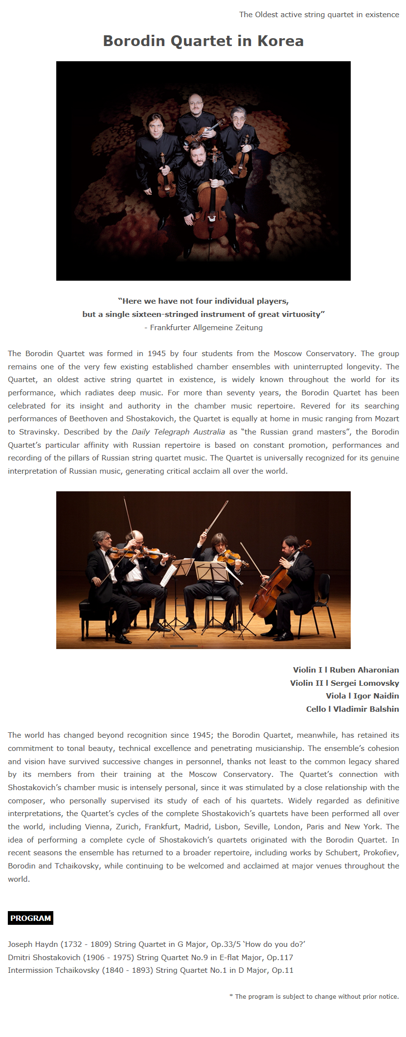 Borodin Quartet in Korea