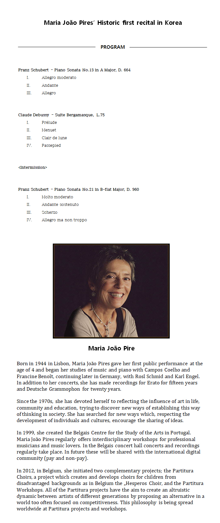 Maria Joao Pires Piano Recital