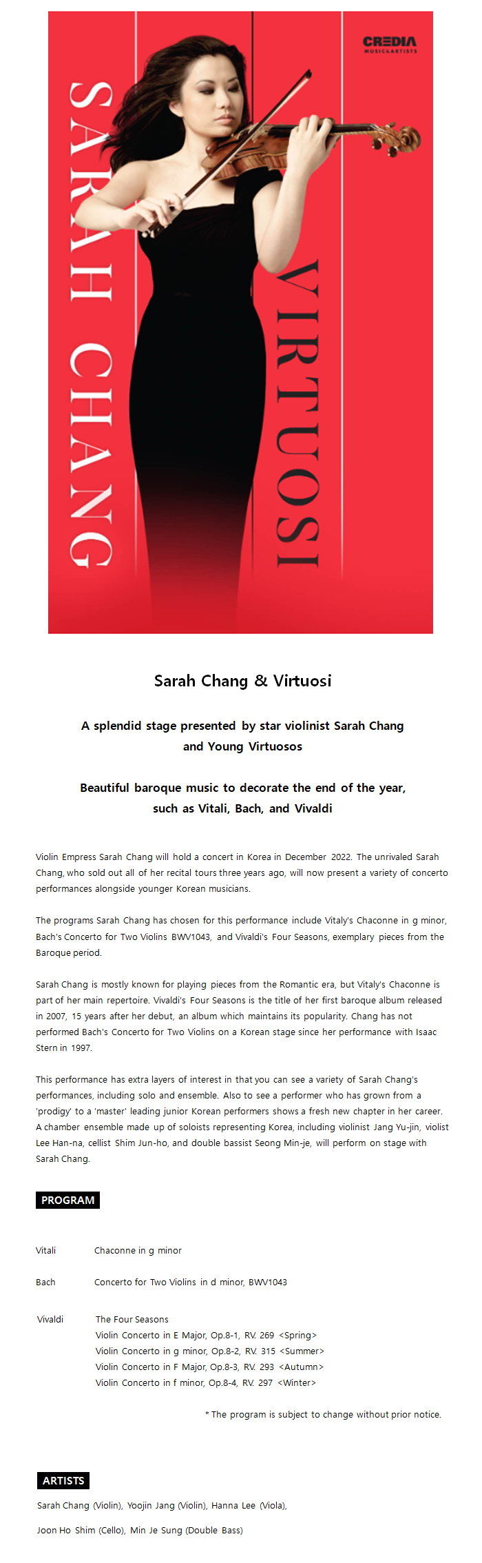 Sarah Chang  &amp; Virtuosi